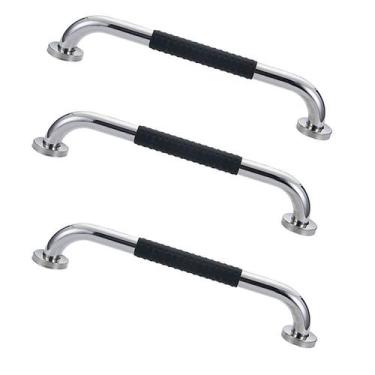 Imagem de Barra de Apoio 30cm Inox Suporte Antiderrapante Kit 3 unidades Banheir