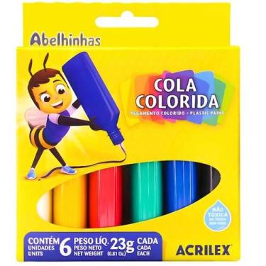 Imagem de Cola Colorida Escolar Estojo Com 06 Cores 23g Acrilex