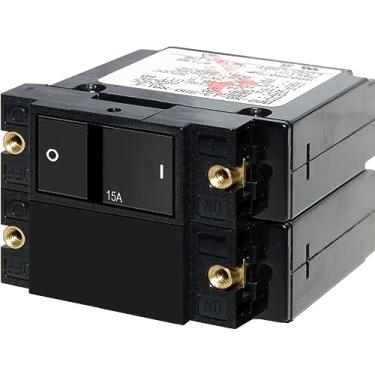 Imagem de Disjuntores de circuito basculantes duplos Blue Sea Systems Série A, 15a, Flat Rocker