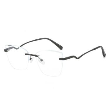 Imagem de Óculos sem armação para homens e mulheres, óculos sem armação para negócios com receita ajustável, preto