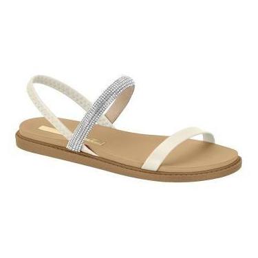 Imagem de Sandália Rasteira Moleca Feminina Brilho Intenso Calce Fácil, Branco o