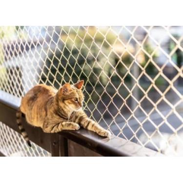 Imagem de Kit Completo Rede Tela De Proteção Para Sacadas Janelas Gatos Crianças - 1,10m X 1,10m (Areia (Bege))