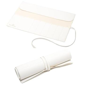 Imagem de ESTETIKA Organizador de rolo de pincéis de maquiagem de viagem para mulheres, bolsa de pincéis de luxo, estojo portátil chique para pincéis de maquiagem – comporta 10 pincéis, bolsa de armazenamento