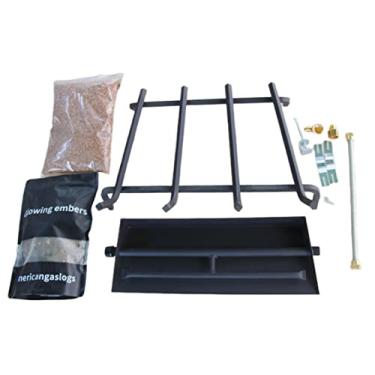 Imagem de Americangaslogs 18" -30" Bandeja De Queimador Para Lareira A Gás Queimador De Lareira A Gás Toras De Gás Queimador De Propano (18 Polegadas Dois Tubos)