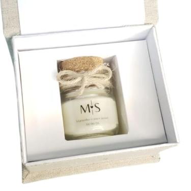 Imagem de Caixa Convite Lembrancinha Em Linho Com Berço E Mini Vela