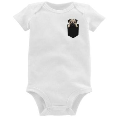 Imagem de Body Bebê PUG de Bolso - Foca na Moda, Branco, M