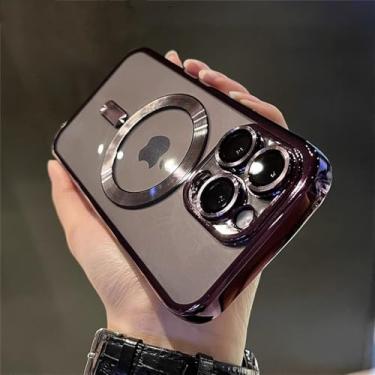 Imagem de HPQWN Capa de silicone luxuosa com revestimento magnético sem fio para iPhone16 Pro Max à prova de choque