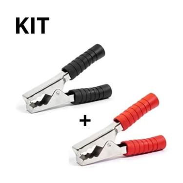 Imagem de Kit de Garra Jacaré para bateria 01 preta e 01 vermelha 13,5 Cm 300A -