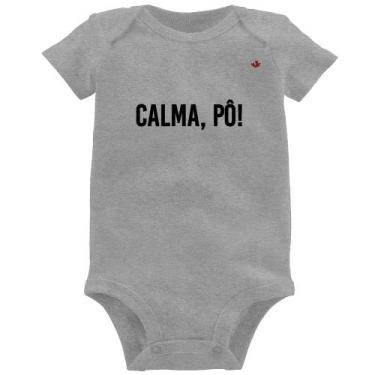 Imagem de Body Bebê Calma, pô! - Foca na Moda, Cinza, P