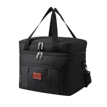 Imagem de Bolsa Térmica Marmita Cooler Resistente Portátil Lancheira Fitness Impermeável Pequena Para Escola Alimentos Almoço Acampamento Praia Isolante A Prova De Vazamento - WEYOUNG (Preto)