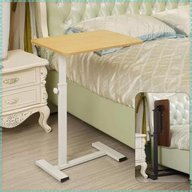 Imagem de Mesa de cama, mesa de cama portátil com rodas pneumática para cama de hospital com altura ajustável, mesa de laptop com rodinhas para escritório, casa, medicina e escola