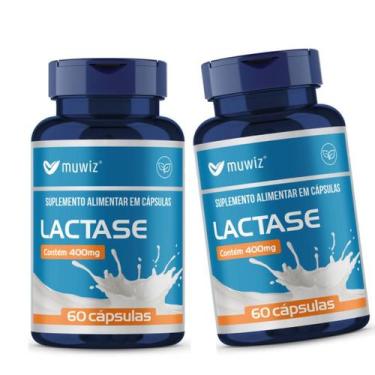 Imagem de Enzima Lactase Natural 400mg 60 Cápsulas - 2 Unidades - Muwiz