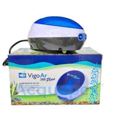 Imagem de Compressor de Ar c/2 saidas VigoAr 300 plus para Aquário, 110V