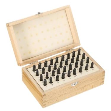 Imagem de HARFINGTON Conjunto de 36 carimbos de liga de aço 40 Cr 5/40.6 cm (8 mm) A-Z / 0-8 / "&" símbolo número letra perfurador ferramenta aço reverso carimbo de perfuração com caixa de madeira para plástico