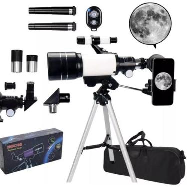 Imagem de Telescopio Astronomico Com Tripé Ajustável E Suporte Celular Abertura 