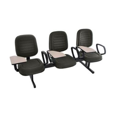 Imagem de Cadeira Escolar Universitária em Longarina com prancheta para Escolas e Faculdades Linha Blenda Cinza