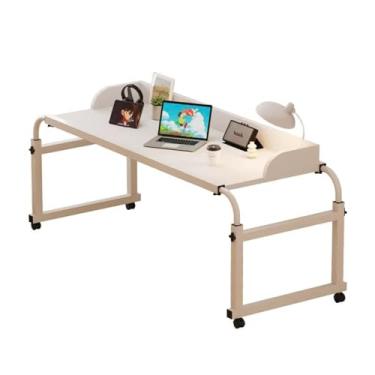 Imagem de Mesa de cama ajustável sobre a cama 115-210 cm mesa sobrecama com 4 rodas, bandeja de alimentos para estação de trabalho em pé, mesa de laptop, carrinho de cama, ajuste de altura de 65 a 95 cm para
