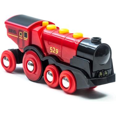 Imagem de Brio World 33592 Mighty Red Action Locomotiva Trem de brinquedo operado por bateria com efeitos leves e sonoros para crianças de 3 anos ou mais
