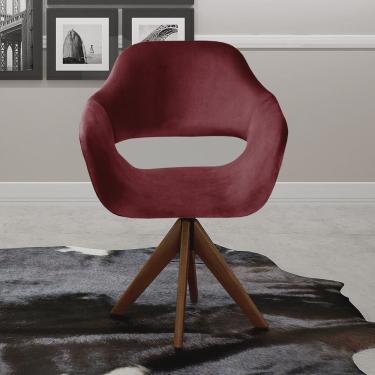 Imagem de Poltrona Decorativa Zara Pé Giratório de Madeira Sala Recepção