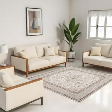 Imagem de Tapete quadrado de 15 x 15 cm para sala de estar: lavável tapetes quadrados macios e desgastados para área oriental antiderrapante tapete de casa de fazenda tapetes internos finos resistentes a