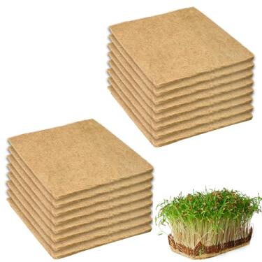 Imagem de Emsiok 16Pcs Tapetes De Cânhamo Para Cultivo De Microgreens 10" X 10" Tapete De Cultivo De Fibra De Juta Almofadas Hidropônicas Tapete De Germinação De Sementes Kit De Cultivo De Microgreens Produçã