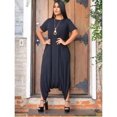 Imagem de Macacão Longo Feminino Saruel Viscolycra Folgadinho Cargo - estacaomix