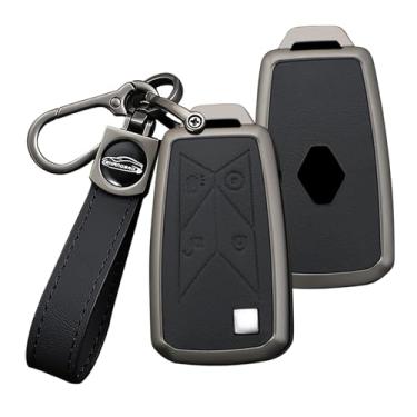 Imagem de HIBEYO Capa Smart Key Fob compatível com caminhonete Renault Camionete Gama Seris T C K Ignição Euro Couro & Liga Chave Acessórios com Chaveiro-A Chaveiro Preto