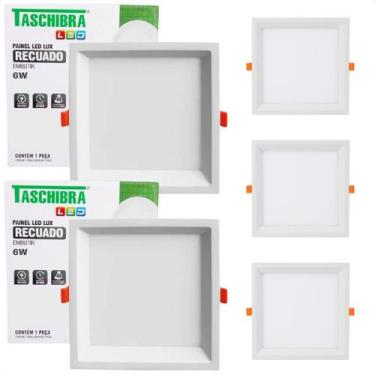 Imagem de Kit 5 Painel de Led Quadrado Embutir Recuado 6W Bivolt Taschibra, 3000