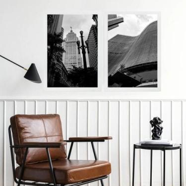 Imagem de Kit 2 Quadros Decorativos Cidade De São Paulo 45x34cm - com vidro - Qu