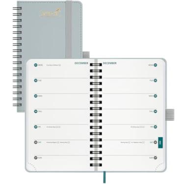 Imagem de BEZEND Agenda de bolso Academic Planner 2025 2026 com 2 colunas, agenda diária semanal e mensal, calendário de 18 meses com anotação, agenda de caderno espiral de 8,9 cm x 15,2 cm, capa macia de couro