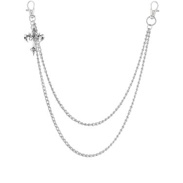 Imagem de Sacina Corrente corporal de calça cruzada em camadas grunge, One Size, Aço inoxidável Liga de zinco, ferro Aço inoxidável, Sem Pedra Preciosa