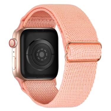 Imagem de Pulseira de nylon elástico compatível com Apple Watch séries 10 9, 8, 7, 6, 5, 4, 3 e 2 SE, Ultra 2 de 38 mm, 40 mm, 40 mm, 41 mm, 44 mm, 45 mm, 46 mm, 49 mm, SE, Ultra 2 (rosa, 38 mm/40 mm/41 mm/42