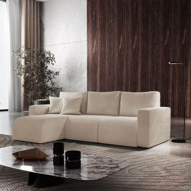 Imagem de Sofá Living 70cm + 70cm Com Chaise Esquerdo Meu Sofá Online A294 Linho Creme