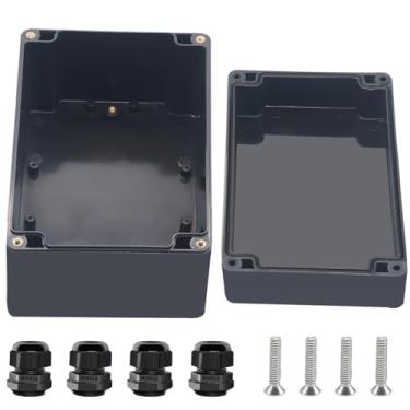 Imagem de Otdorpatio Project Box ABS Preto Caixas Elétricas IP67 Caixa Impermeável Externa Caixa de Junção Eletrônica Caixa de Alimentação com Glândulas de Cabo para Projeto DIY 6,3 x 4,3 x 3,5 polegadas (160 x