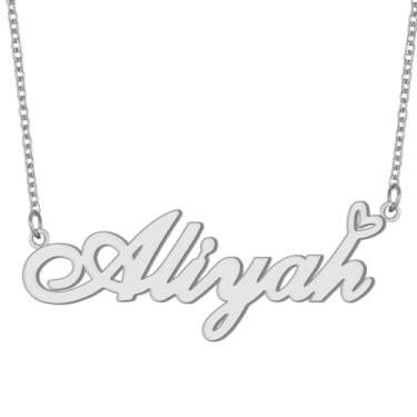 Imagem de Colar com nome personalizado, banhado a ouro 18 quilates, pingente de coração de amor fofo para mulheres e meninas, Metal, aço inoxidável