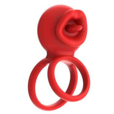 Imagem de Anel Peniano Duplo Lip Ring Com 9 Vibrações E Controle Por Aplicativo Prazer Intenso em Casal [VERMELHO]