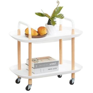 Imagem de Carrinho Organizador Multiuso com 2 Prateleiras em Plástico e Metal Br