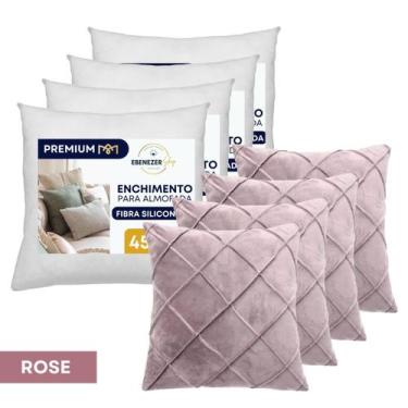 Imagem de Kit 4 Enchimento de Almofada 45x45 Refil Antialérgico Fibra Siliconada