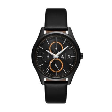 Imagem de Armani Exchange Relógio masculino multifuncional de couro preto (modelo: AX1886), Preto
