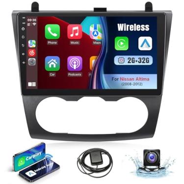 Imagem de Leadfan Rádio estéreo automotivo para Nissan Altima 2008 2009 2010 2011 2012 sem fio CarPlay Android Auto, tela sensível ao toque de 9 polegadas, receptor de áudio veicular WiFi, GPS Navi FM, câmera