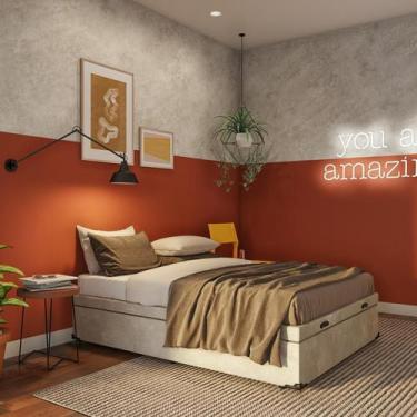 Imagem de Base para Cama Box Casal Mack com Baú Suede (47x138x188) Bege - Mobly