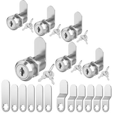 Imagem de Hecfu 6 fechaduras de armário com chaves, fechaduras de came de 3,5 cm com chave semelhante, trava de RV para compartimento de armazenamento, armários de porta, gaveta de caixa de correio, fechadura