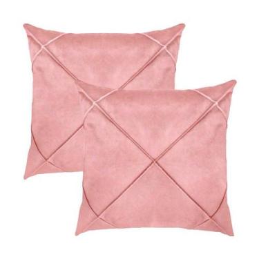 Imagem de Kit 2 Capas para Almofada Drapeada em Veludo Quadrada 43x43 com Enchim