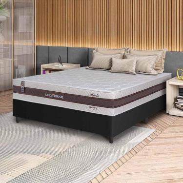 Imagem de Conjunto Box Preto Mali Bege Molas Ensacadas Casal 138x188x70 - King House