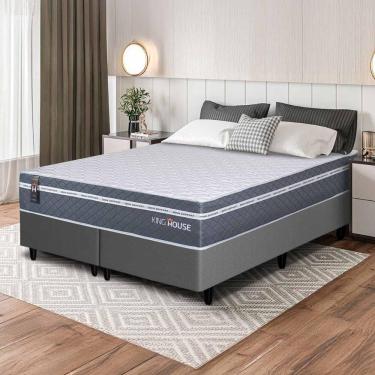 Imagem de Conjunto Box Cinza Cairo Cinza Molas Ensacadas Queen 158x198x64 - King House