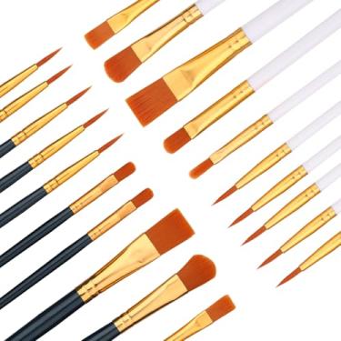 Imagem de Rabbitale Conjunto de 20 pincéis de tinta branca e preta - Pincéis de cabelo de nylon para pintura a óleo, aquarela e acrílica - Ideal para arte em tela, rock e unhas - Ótimo presente para artistas