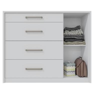 Imagem de Cômoda Sapateira 1 Porta 4 Gavetas Branco Palacius Caemmun
