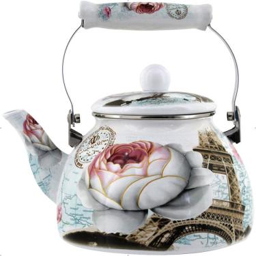 Imagem de Chaleira Premium Aço Esmaltada Retrô Vintage 2,5l Paris Rosa