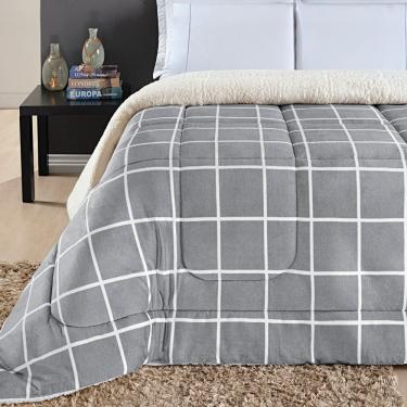 Imagem de Coberdrom Sherpa E Flannel Austin Queen Manta 150g 01 Peça - Cinza