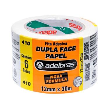 Imagem de Fita Adesiva Dupla Face Papel 12mmx30m c/6 - Adelbras